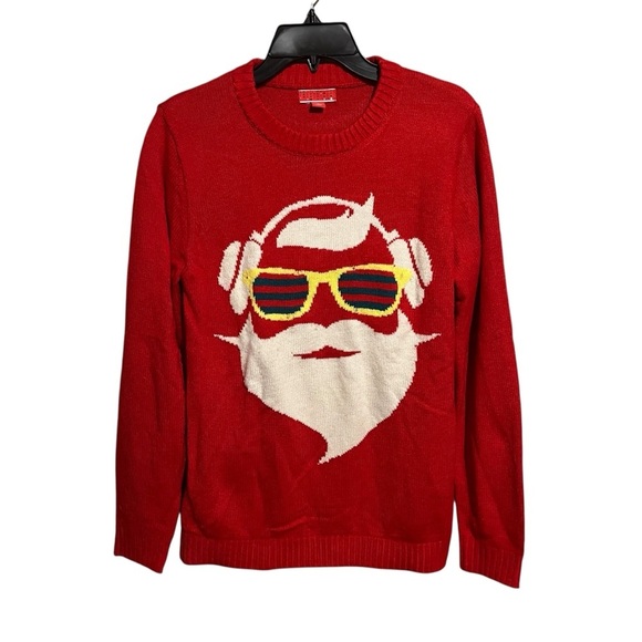 DJ Santa Light Up Red Christmas Sweater Men's Size S - Picture 1 of 8